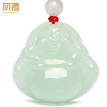 凤禧珠宝翡翠玉佛吊坠弥勒佛公玉坠女款玉石项链生日节日礼物	